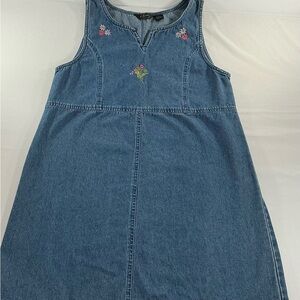 Chic Denim Kids Dress with Floral Accents